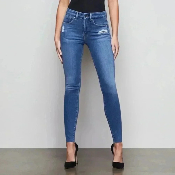Good American Good Legs Skinny Raw Hem Size 2/26 Style: GLPB367T Blue 431 - Picture 1 of 15